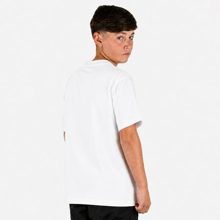 Bee Inspired Junior Initial T-Shirt in White, relaxed fit junior tee with a straight hem, close-up