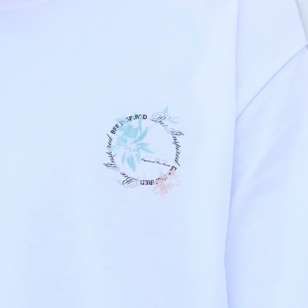 Bee Inspired Kimmich Oversized T-Shirt in White, heavyweight oversized tee with dropped shoulders, back view