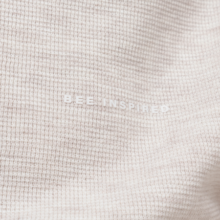 Bee Inspired Lavia Crew in Oatmeal Marl, relaxed fit crew sweatshirt with an overlap collar, alternate angle