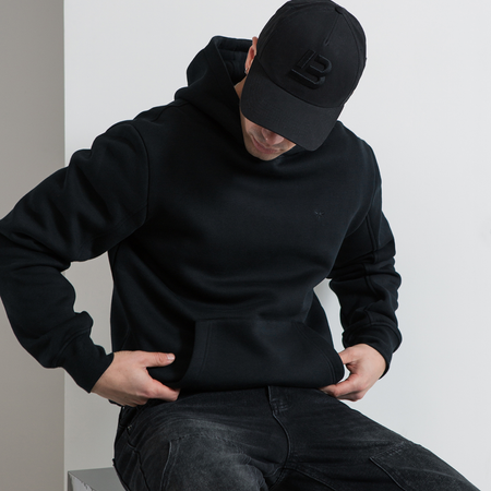Bee Inspired Legacy Hoodie in Black, slim fit hoodie in premium soft cotton, styled shot