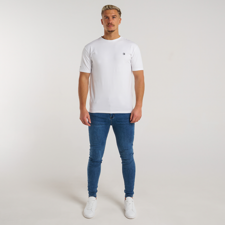 Bee Inspired Luca Skinny Stretch in Signature Dark Blue, skinny fit jeans in a high-spec stretch fabric, styled shot