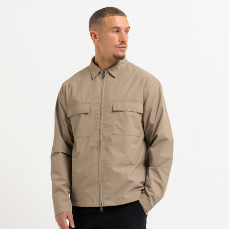 Bee Inspired Marshall Jacket in Dark Sand, 2-way zip jacket with a dual-direction front zip, front view