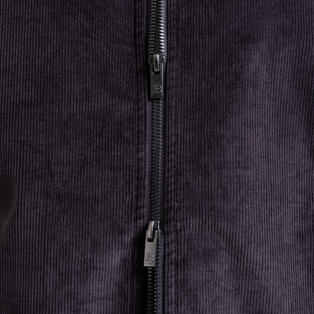 Bee Inspired Milner Cord Jacket in Gunmetal, cord jacket with a 2-way zip and embroidered script branding, alternate angle