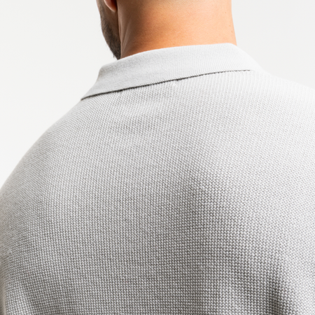 Bee Inspired Nazario Polo in Light Grey, premium knit polo with subtle embroidered detailing, back view