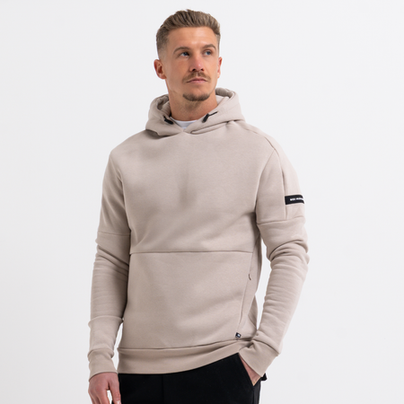 Bee Inspired Neto Overhead Hoodie in Clay, slim fit hoodie in soft peached brushback fabric, front view