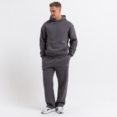 Bee Inspired Initial Jogpant in Magnet, relaxed fit jogpants, part of the B33 Foundations range, styled shot