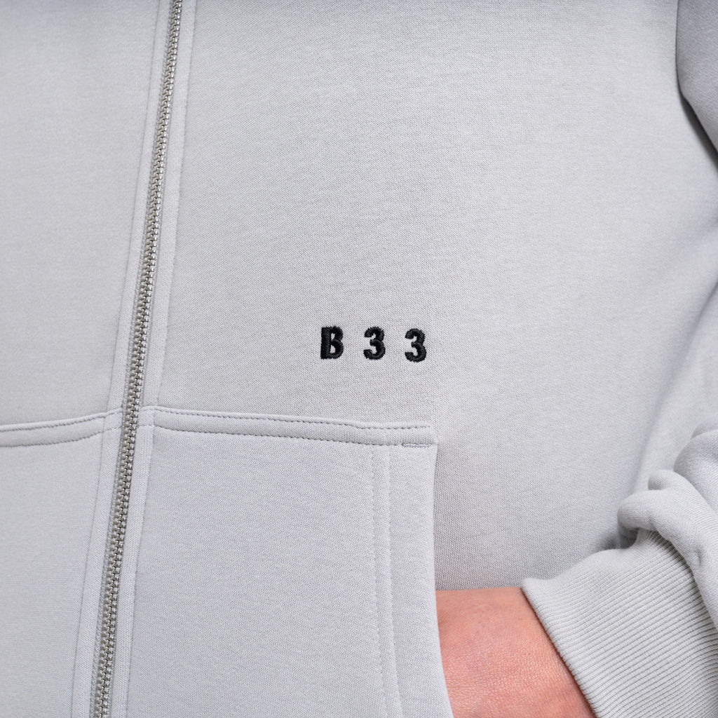 Initial Zip Hoodie - Light Grey