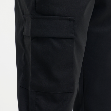 Bee Inspired Onana Cargo Pants in Black, regular fit cargo trousers in a lightweight fabric with utility pockets, front view