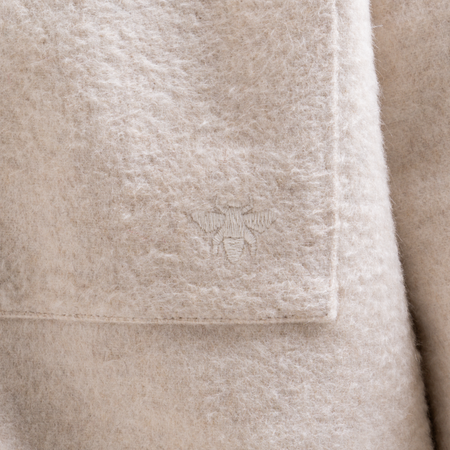 Bee Inspired Courtois Overshirt in Ecru, brushed fabric overshirt for warmth and layering, close-up