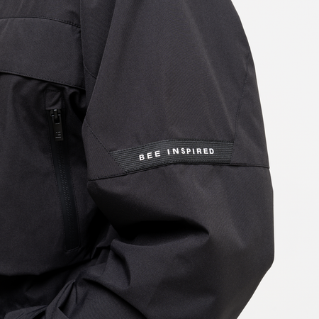 Bee Inspired Pellegrini Jacket in Black, multi-pocket jacket with a hood that packs away, alternate angle