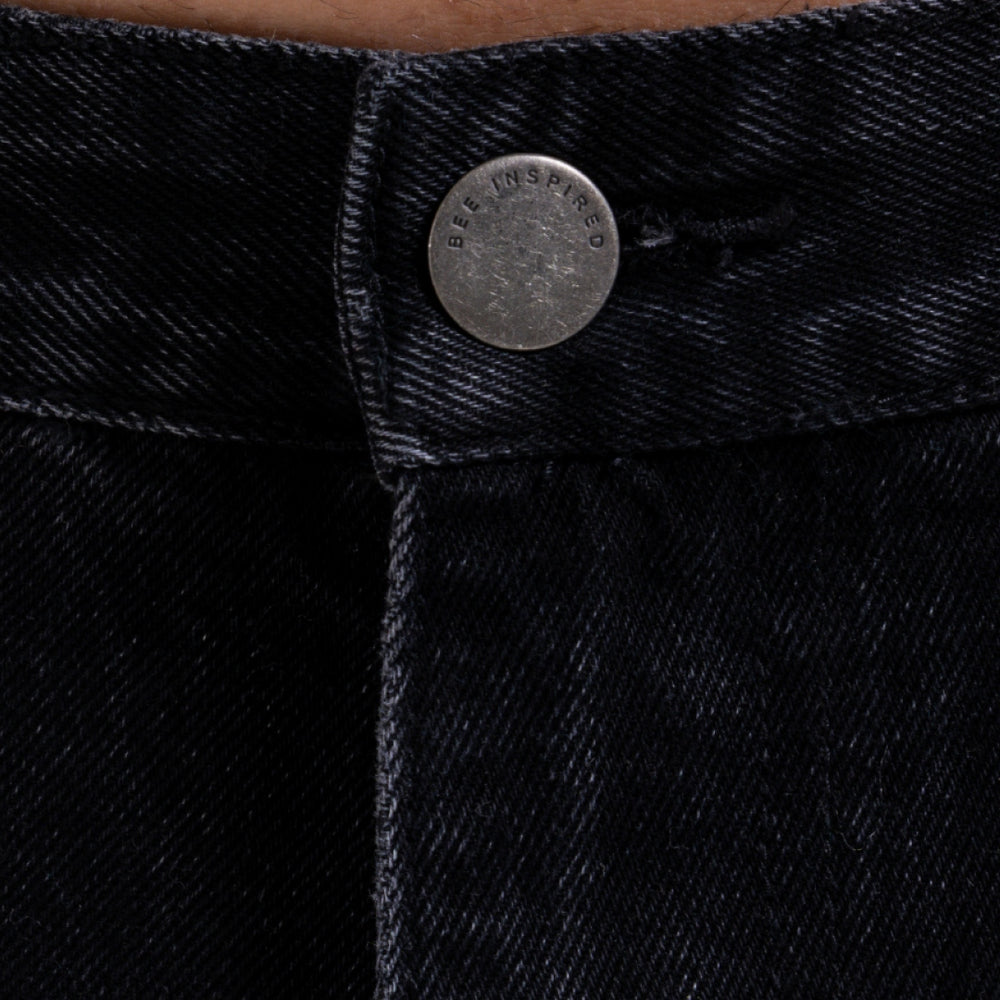 Pirlo Relaxed Jeans in black, focusing on utility style panel detailing