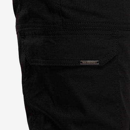Close up of multiple utility pockets on the Rivero Cargo Pants in black