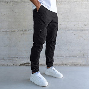 Bee Inspired Rivero Cargo Pants in black, regular fit with multiple utility pockets