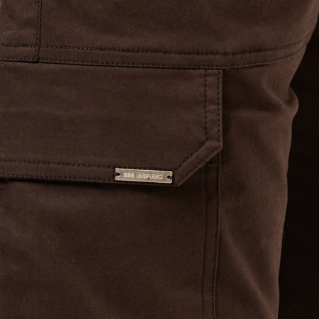 Bee Inspired Rivero Relaxed Cargo Pants in Coffee, relaxed fit cargo trousers with multiple utility pockets, alternate angle