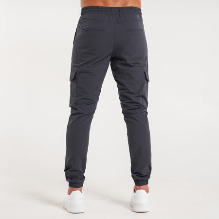 Rivero Tech Cargo Pants in charcoal with a branded drawstring waist