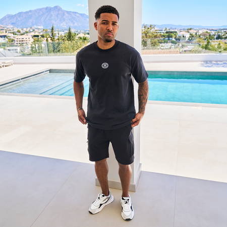 Bee Inspired Sagna Oversized T-Shirt in Faded Black, oversized graphic tee with a laid-back fit, styled shot
