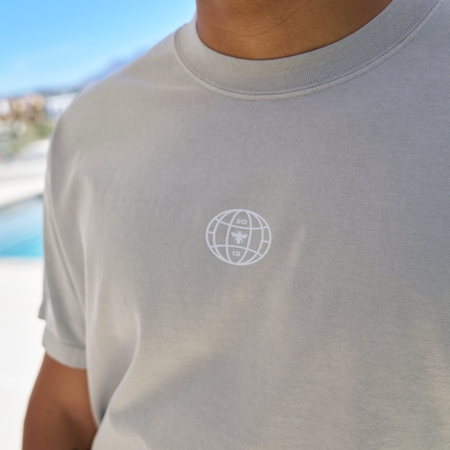 Bee Inspired Sagna Oversized T-Shirt in Faded Storm, oversized graphic tee with a laid-back fit, alternate angle