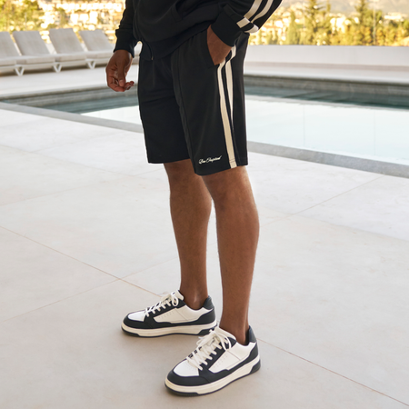 Bee Inspired Sanchez Track Short in Black, tracksuit shorts designed to match the Sanchez track top, front view