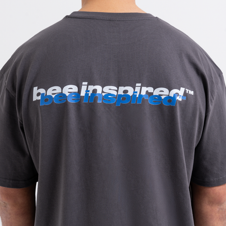 Bee Inspired Scholes T-Shirt in Magnet, relaxed fit tee with a straight hem in 100% cotton, front view