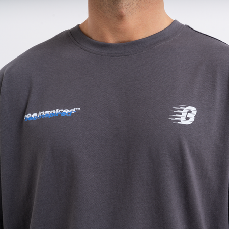 Bee Inspired Scholes T-Shirt in Magnet, relaxed fit tee with a straight hem in 100% cotton, alternate angle