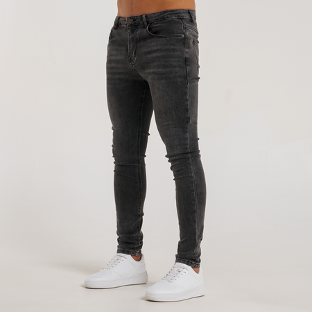 Bee Inspired Serrano Slim Fit Jeans in Washed Black, slim fit jeans designed for maximum comfort, front view