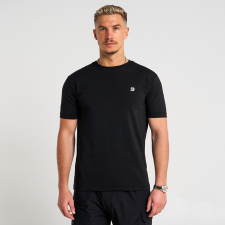 Bee Inspired Signature T-Shirt in Black, slim fit tee in cotton jersey with a contrast B monogram, front view