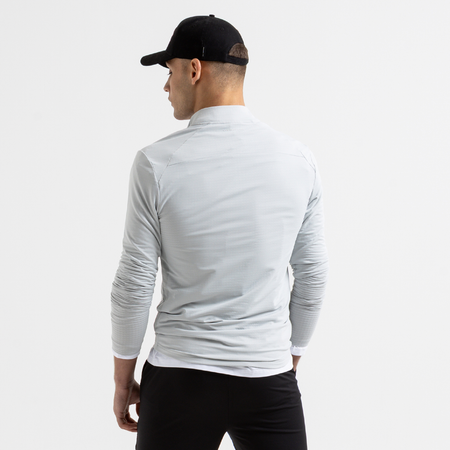 Bee Inspired Signature Sports 1/4 Zip in Light Grey, quarter-zip sports top from the Life in Motion active range, styled shot