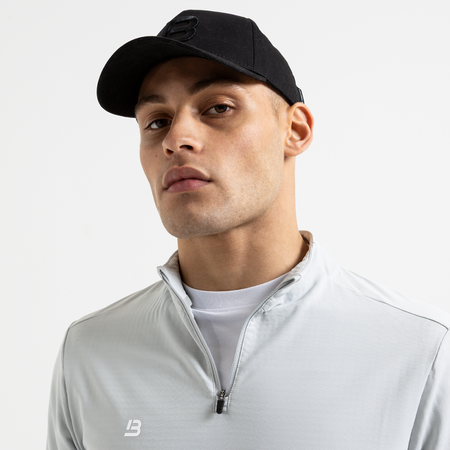 Bee Inspired Signature Sports 1/4 Zip in Light Grey, quarter-zip sports top from the Life in Motion active range, close-up