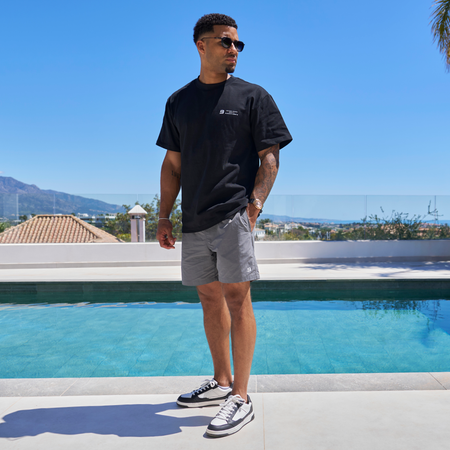 Bee Inspired Simms Oversized T-Shirt in Black, heavyweight cotton oversized tee with a streetwear edge, styled shot