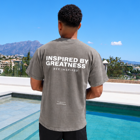 Bee Inspired Simms Oversized T-Shirt in Faded Storm, heavyweight cotton oversized tee with a streetwear edge, front view
