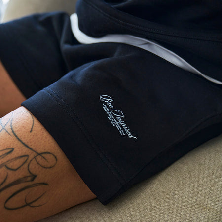 Bee Inspired Team Cotton Short in Black, relaxed fit shorts in premium brushed fleece, close-up
