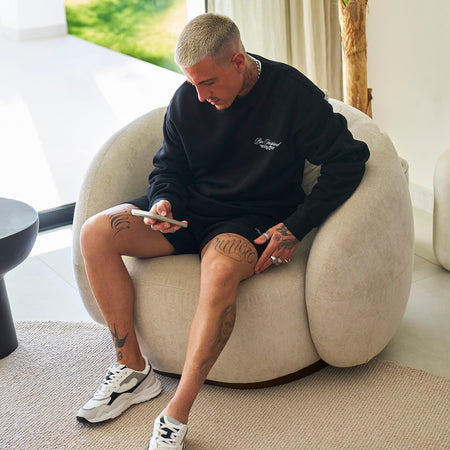 Bee Inspired Team Crew in Black, relaxed fit crew sweatshirt in premium brushed fleece, alternate angle