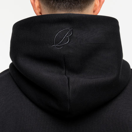 Bee Inspired Team Hoodie in Black, hoodie in soft fleece fabric with embroidered and printed graphics, alternate angle