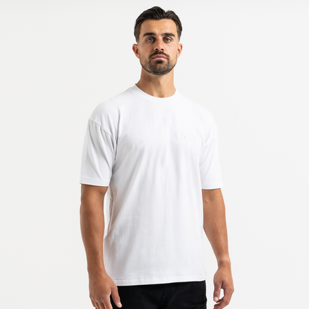 Bee Inspired Team T-Shirt in White, tee with mixed embroidery and print graphic detailing, front view