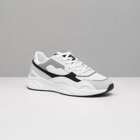 Bee Inspired Ricardo Runner Trainer in White/Grey/Black, everyday runner trainer built for all-day comfort