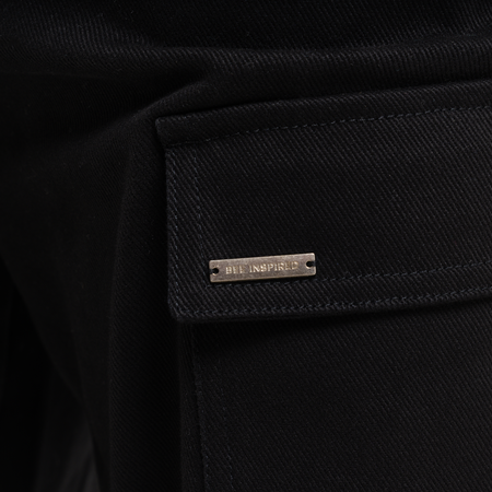 Bee Inspired Verdi Cargo Pant in Black, relaxed fit carpenter-style cargo trousers with a drawcord waistband, alternate angle