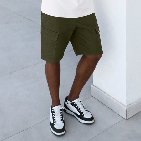 Bee Inspired Verdi Cargo Shorts in Khaki, relaxed fit carpenter-style cargo shorts, front view