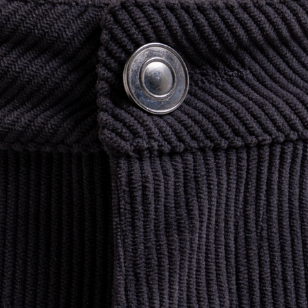 Bee Inspired Zamorano Cord Pant in Charcoal, cord trousers with a soft hand-feel and embroidered script branding, front view