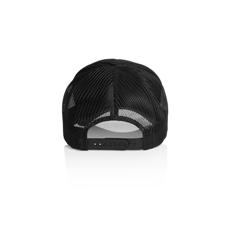 Bee Inspired Team Trucker Cap in Black, trucker cap with a foam front and mesh back, back view