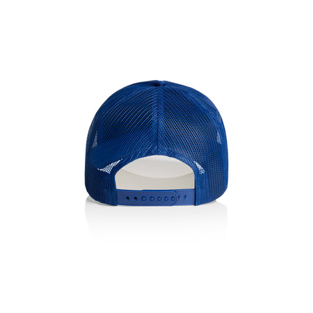 Bee Inspired Team Trucker Cap in Blue, trucker cap with a foam front and mesh back, back view