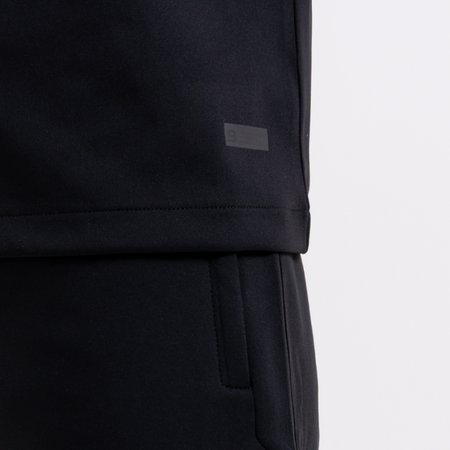 Bee Inspired Morata T-Shirt in Black, relaxed fit tee in neoprene fabric, part of the Morata twin set, close-up crop shot