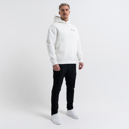 Bee Inspired Olise Hoodie in Ivory, relaxed fit hoodie with stretch cuffs and hem, back view