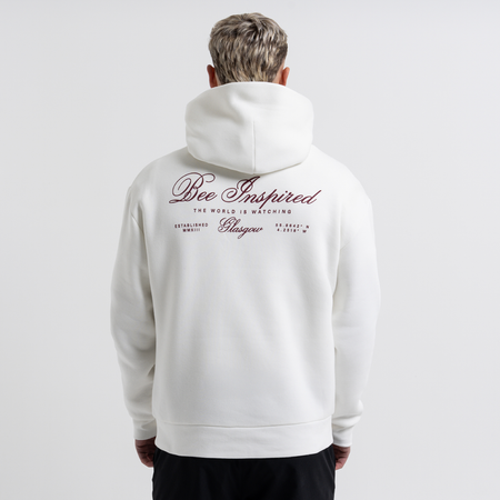 Bee Inspired Olise Hoodie in Ivory, relaxed fit hoodie with stretch cuffs and hem, front view