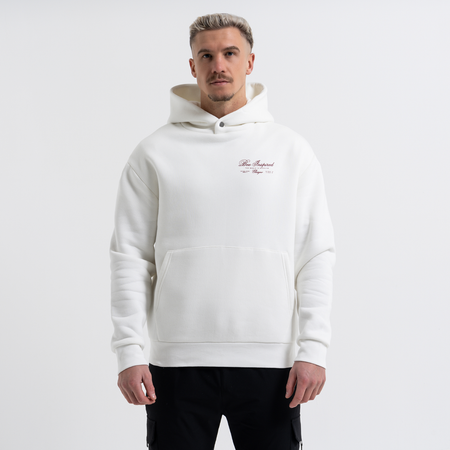 Bee Inspired Olise Hoodie in Ivory, relaxed fit hoodie with stretch cuffs and hem, styled shot