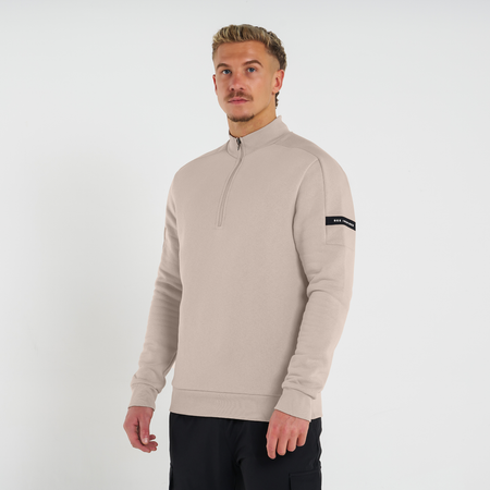 Bee Inspired Klose 1/4 Zip in Clay, slim fit quarter-zip with stretch cuffs and hem, front view