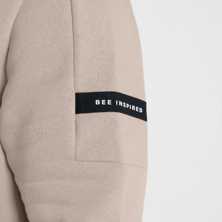 Bee Inspired Klose 1/4 Zip in Clay, slim fit quarter-zip with stretch cuffs and hem, close-up