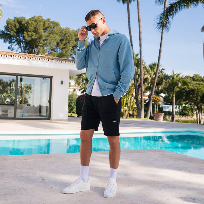 Diallo Zip Hoodie - Dusky Blue