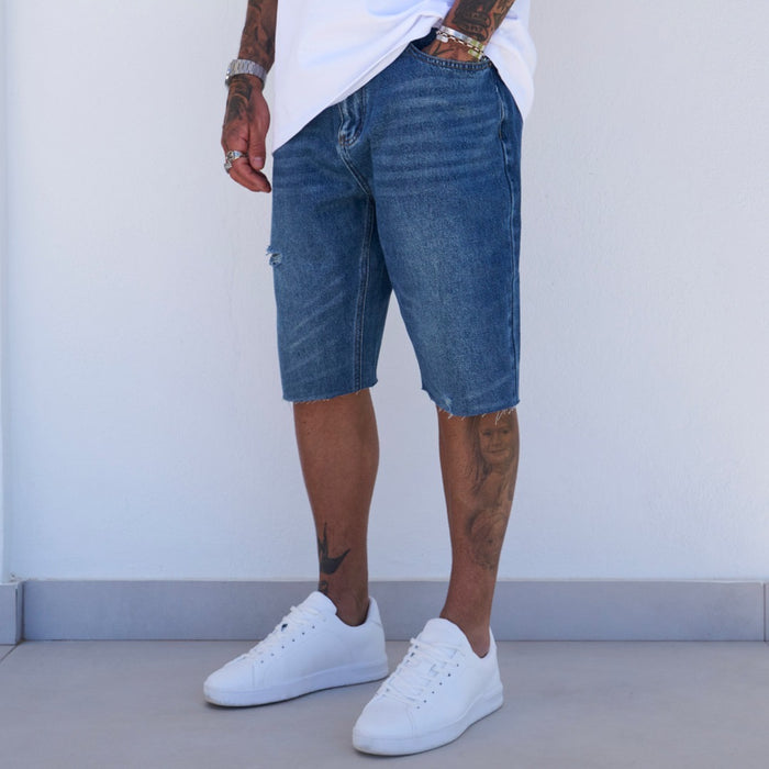 Garnacho Jean Shorts - Mid Blue