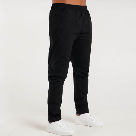 Bee Inspired Medel Cargo Pant in Black, regular fit cargo trousers with a side zip pocket, close-up