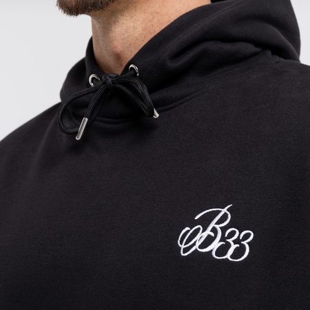 Bee Inspired Classic Hoodie in Black, thick brush-backed fabric hoodie for warmth and comfort, back view